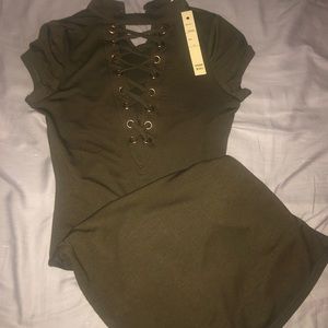NWT Green Dress with Cross-Cross Front